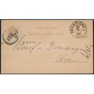 1888 2kr díjjegyes levelezőlap / PS-card BRANYICSKA