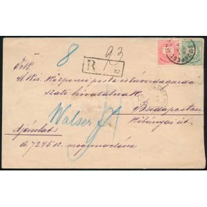 1889 Ajánlott Budapest helyi levél Színesszámú 3kr + 5kr bérmentesítéssel ...
