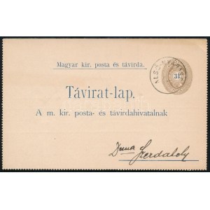 ~1890 31kr díjjegyes zárt táviratlap / PS-telegramm ALSÓ-NYÁRASD - Dunaszerdahely