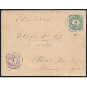 1892 Színesszámú 2kr + 3kr levélen / on cover DOMOSZLÓ