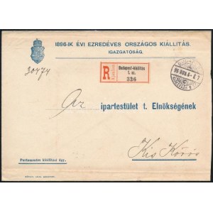 1896 Ajánlott hivatalos levél az ezredéves országos kiállítás kapcsán / Registered official cover BUDAPEST ...