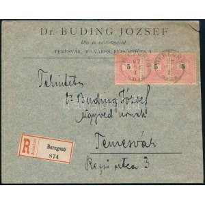 1897 3 x 5kr ajánlott levélen / 3 x 5kr on registered cover BEREGSZÓ - Temesvár