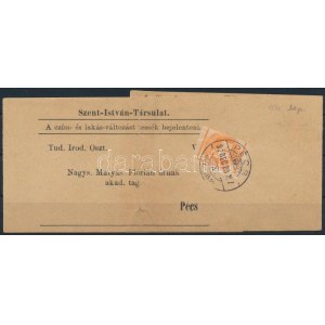1897 Hírlapbélyeg teljes címszalagon / Newspaper stamp on complete wrapper PÉCS