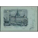 1899 Éjszakai Graz képeslap Budapestre küldve, ott a címzést leradírozták, majd újra felhasználtál a képeslapot...