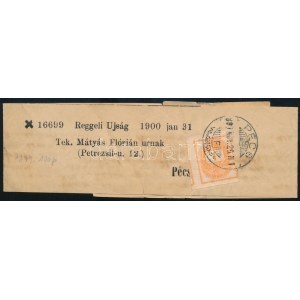 1900 Hírlapbélyeg teljes címszalagon / Newspaper stamp on complete wrapper PÉCS