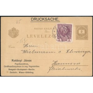 1913 1896-os 2kr díjjegyes levelezőlap késői ausztriai felhasználása 3h bérmentesítéssel a Kotányi levelezésből ...
