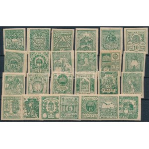 ca. 1897-1898 Turul bélyegtervek pályázatra beadva zöld színben, 25 féle (komplett) ...