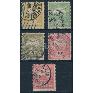 1906 Turul 5 db bélyeg számvízjellel / number in the watermark