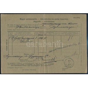 1900 Magyar postaigazgatási jegyzék 85f beszedési díjról VASVÁR