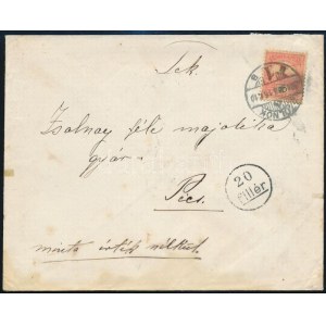1904 10f borítékon 20f portóval / Cover with postage due