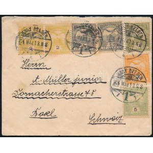 1904 Levél 7 db Turul bélyeggel (20f) bérmentesítéssel Nagyszebenről Svájcba ...