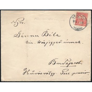 ~1906 Turul 10f füzetbélyeg (alul vágva) levélen / 10f from booklet sheet on cover VEDRŐD ...