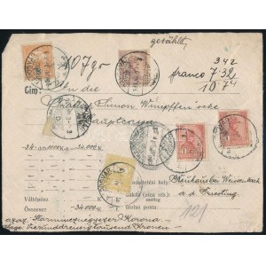 1908 Turul pénzes levél előlap / Insured cover front KAPOSVÁR