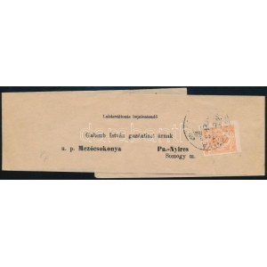 ~1909 Hírlapbélyeg teljes címszalagon / Newspaper stamp on complete wrapper (MEZŐCSOK)ONYA