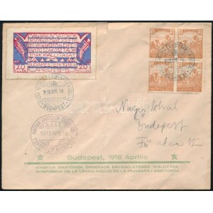 1918 Magyar Amatőrök Országos Egyesülete levélzáró futott levélen / Label on cover