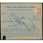 1919 Postautánvételi lap / Money order SOMOGY TUR
