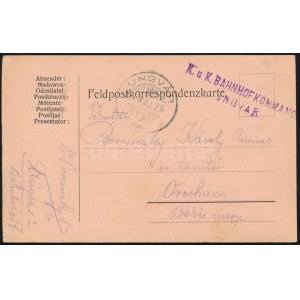1915 Tábori posta levelezőlap / Field postcard K.u.k BAHNHOFKOMMANDO UNGVAR
