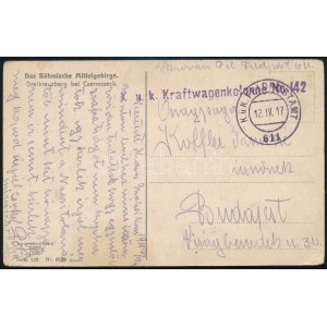 1916 Tábori posta levelezőlap / Field postcard K.u.k. Kraftwagenkolonne No. 142 + FP 611