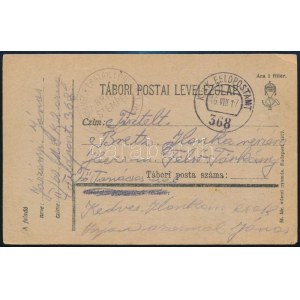 1917 Tábori posta levelezőlap / Field postcard FP 368