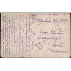 1917 Tábori posta képeslap / Field postcard Kriegsgefangenen Arb. Komp. Nr. 957 + EP 196