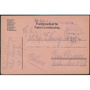 1917 Tábori posta levelezőlap / Field postcard 13/68 Feldkompagnie + TP 427 a