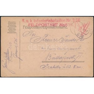 1917 Tábori posta levelezőlap / Field postcard K.u.k. Infanteriebataillon Nr. 3/86 + FP 636
