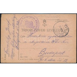 1917 Tábori posta levelezőlap / Field postcard K.u.k. Armee Telegraphen Abteilung Nr.3. + FP 413 b...