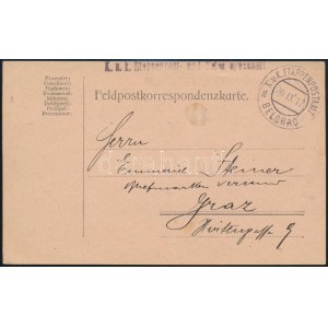 1917 Tábori posta levelezőlap / Field postcard K.u.k. Etappenpost und Telegraphen + EP BELGRAD g...
