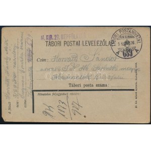 1918 Tábori posta levelezőlap / Field postcard M.KIR. 29. NÉPFÖLKELŐ EZRED + TP 639 A