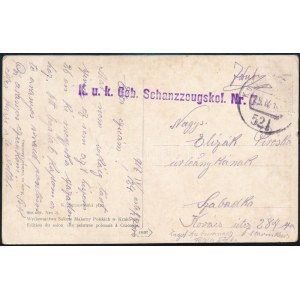 1918 Tábori posta képeslap / Field postcard K.u.k. Geb. Schanzzeugskol. Nr.7. + FP 521