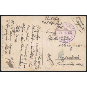 1915 Tábori posta képeslap, hiányzik róla a Pola kikötői bélyegzés / Field postcard S.M.S. Erzh. Karl...