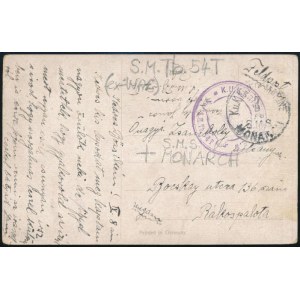 ~1915 Tábori posta képeslap / Field postcard S.M.Tb 54 T + S.M.S. MONARCH