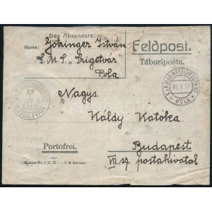 1917 Tábori posta levél / Field post cover S.M.S. SZIGETVÁR