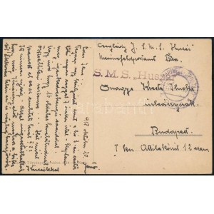 1918 Tábori posta képeslap / Field postcard S.M.S. HUSZÁR
