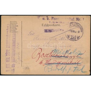 1918 Tábori posta levelezőlap / Field postcard K.u.k. Rosenspital Nr. 1. Lemberg + TP 354