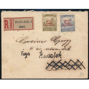 1919 Ajánlott levél Magyar Tanácsköztársaság bélyegekkel Budafokról Hajmáskérre, majd visszaküldve / Registered cover...