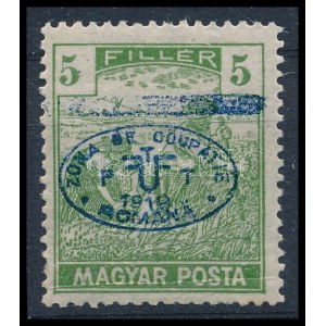 Debrecen I. 1919 Magyar Posta 5f szegélyléc lenyomattal / Mi 65 with borderline print. Signed...