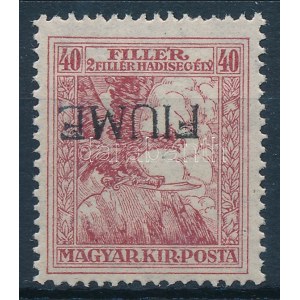 Fiume 1918 Hadisegély 40f M II, fordított felülnyomással / Mi 5 M II with inverted overprint. Signed...