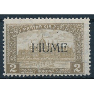 Fiume 1918 Parlament 2K lemezhibával / Mi 22 with plate varitey. Signed: Bodor