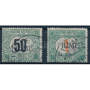 Fiume 1918 Portó 50f és 1f M II. (38.000) / Mi P 3x + 4 M II. Signed: Bodor