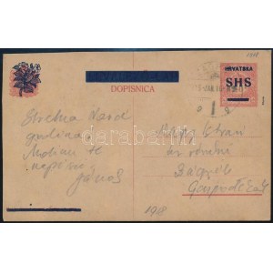 1918 SHS díjjegyes levelezőlap / PS-card. Signed: Bodor