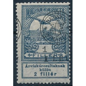Kolozsvár 1919 Árvíz 1f elcsúszott felülnyomással / Mi 1 I. with shifted overprint. Signed...