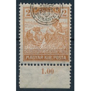 Kolozsvár 1919 Arató 2f elcsúszott felülnyomással / Mi 26 I. shifted overprint. Signed: Bodor