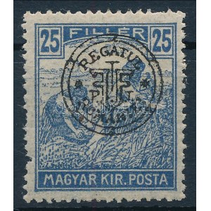 Kolozsvár 1919 Arató 25f elcsúszott felülnyomással / Mi 34 I. shifted overprint. Signed: Bodor