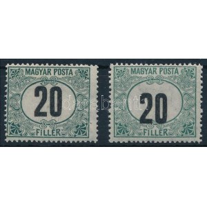 1920 Magyar Posta portó 20f elcsúszott értékszámmal / Mi P 55 with shifted number