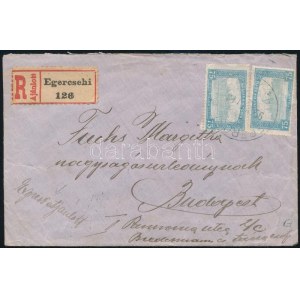 1920 Ajánlott expressz levél 12 bélyeges bérmentesítéssel / Registered express cover with 12 stamps franking EGERCSEHI...