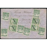 1920 Ajánlott expressz levél 12 bélyeges bérmentesítéssel / Registered express cover with 12 stamps franking EGERCSEHI...