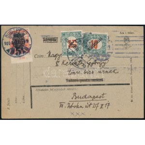 1920 Budapest helyi levelezőlap megportózva / Local postcard withpostage due