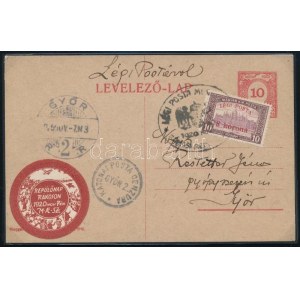 1920 Légi levelezőlap levélzáróval / Airmail postcard with label