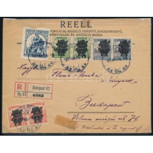 1920 Helyi ajánlott levél 7 bélyeges bérmentesítéssel / Local registered cover with 7 stamps